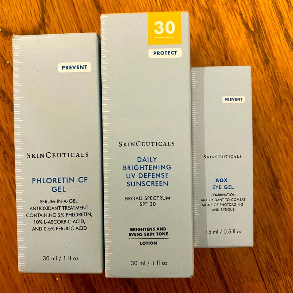 SkinCeuticals Bundle (Phloretin CF Gel, Sunscreen, AOX Eye Gel)